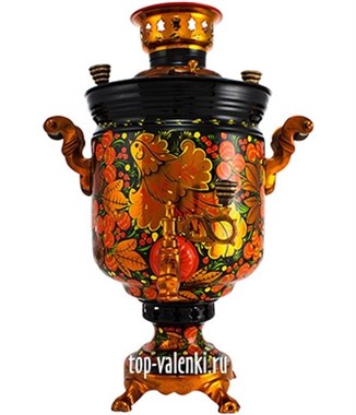 Самовар на дровах (угольный) роспись "Хохлома" объем 7л., форма банка