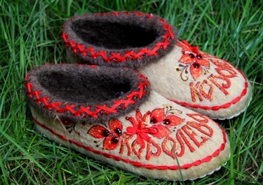 Женские валяные тапочки высокие "Королева" ручной работы Женские валяные тапочки высокие "Королева" ручной работы