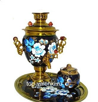 Самовар электрический, 3л, роспись Цветы(Жостово), в наборе с чайником и подносом Самовар электрический, 3л, роспись Цветы(Жостово), в наборе с чайником и подносом