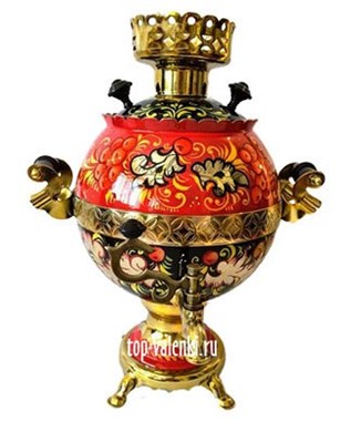 Самовар электрический, 3 л, форма шар, роспись "Калина красная" Самовар электрический, 3 л, форма шар, роспись "Калина красная"