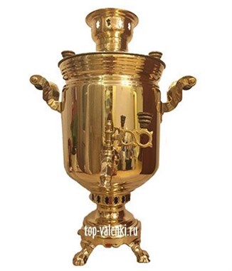 Латунный самовар угольный (жаровый), объем 7 л, форма банка, арт. а-0001