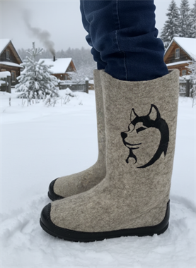 Валенки мужские  "Хаски" ручной работы на подошве СТ-4343