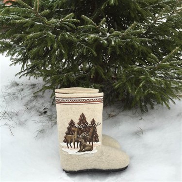 Валенки с росписью "Северное сияние" на подошве ручной работы РП-0125