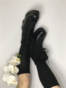 Женские ботинки валяные "Бергшаф" черные, с отделкой из кожи