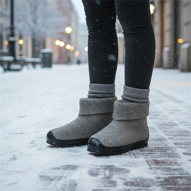 Валенки укороченные на черной подошве,полуваленки,серые,ручной валки СТ-4306