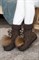 Топвалеши войлочные на подошве коричневые с декором и меховой опушкой - фото 17202